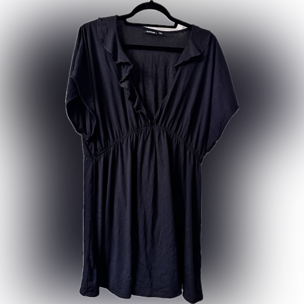 Apt. 9 Black Ruffled Short Sleeve Cover Up
